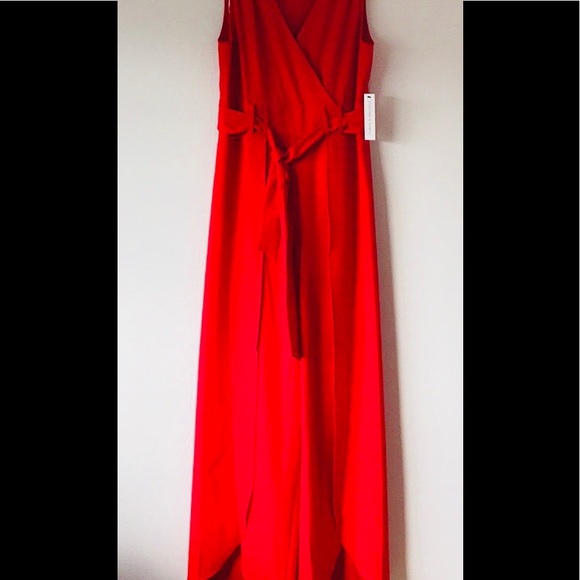 Beautiful Red Slit Leg Jumpsuit - Picture 5 of 5